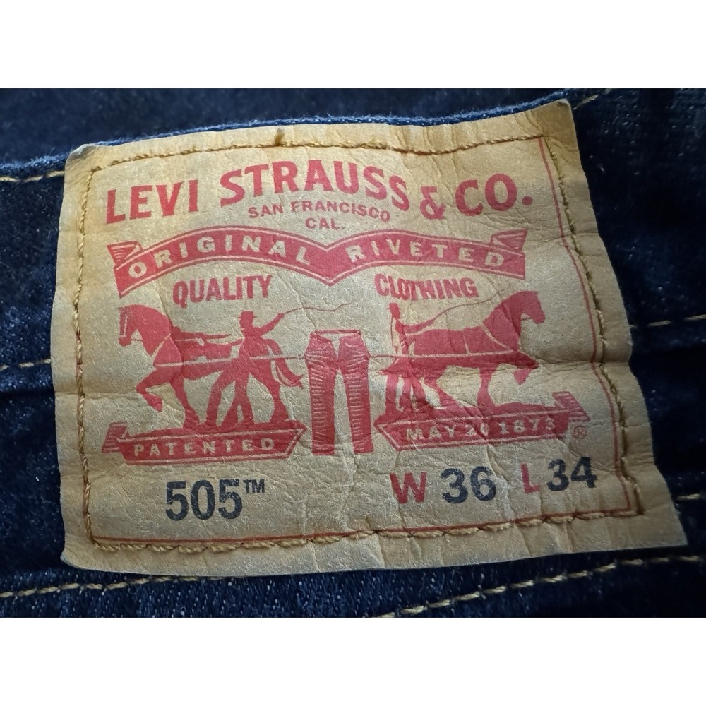 Levis 505 Mens Regular Fit Straight Leg Jeans Dark Wash Rinse 36x34 00505-0216